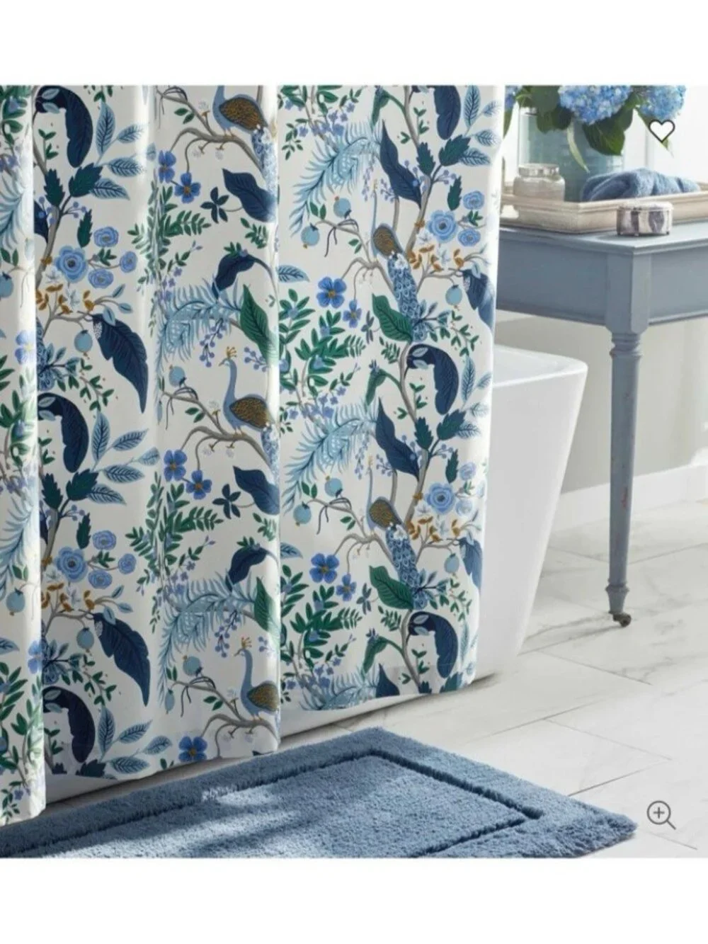 Nordstrom Floral Ivory Blue Peacock Rifle Paper Co Shower Curtain 70